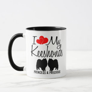 Custom Ik hou van mijn twee Keeshond honden Mok