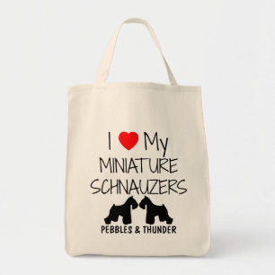Custom Ik hou van mijn twee miniatuur Schnauzer ho Tote Bag