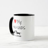 Custom Ik hou van mijn twee teckels Mok (Voorkant links)