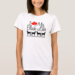 Custom Ik hou van mijn vier zwarte labs T-shirt