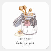 Custom Illustrated Sugar Egg Kitchen Baker Vierkante Sticker (Voorkant)