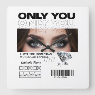 Custom Image & Text | Personalized Vierkante Klok