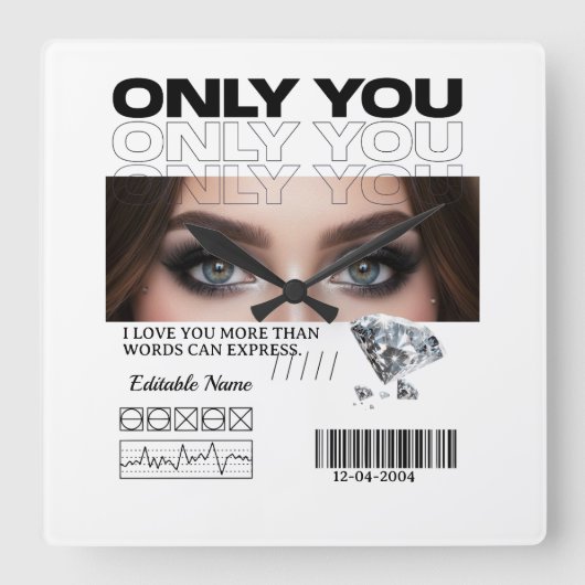 Custom Image & Text | Personalized Vierkante Klok (Voorkant)