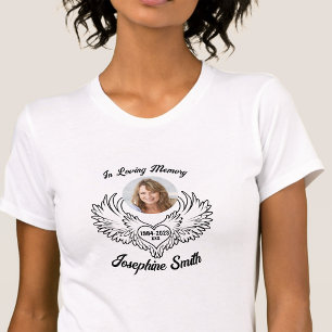 Custom in liefdevolle geheugen engel vleugels foto t-shirt