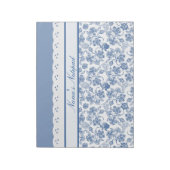 Custom Indigo Floral and Faux Lace Notitieblok (Gedraaid)