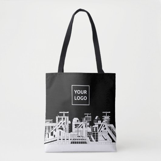Custom Industrial Skyline Tote Bag with Logo (Devant)