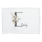 Custom Initiaal D Zwart & Wit Wildbloem Kussensloop (Voorkant)