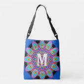 Custom initiaal psychedelische Cross Body Tas blau (Achterkant)