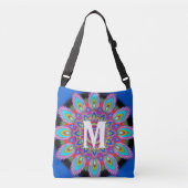 Custom initiaal psychedelische Cross Body Tas blau (Voorkant)