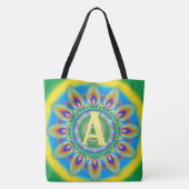 Custom initiaal psychedelische Grote Tas greens (Achterkant)