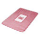 Custom Initiaal Rood/Wit Strepen Badmat (Gekanteld)