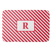 Custom Initiaal Rood/Wit Strepen Badmat (Voorkant)