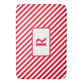 Custom Initiaal Rood/Wit Strepen Badmat (Voorkant Verticaal)