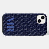Custom Initial Large Modern Blue Lattice Rubber (Verso Horizontal)