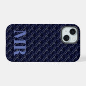 Custom Initial Large Modern Blue Lattice Rubber (Verso Horizontal)