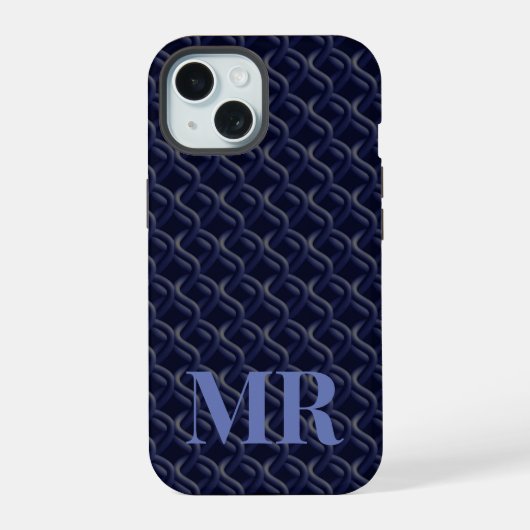 Custom Initial Large Modern Blue Lattice Rubber (Verso)