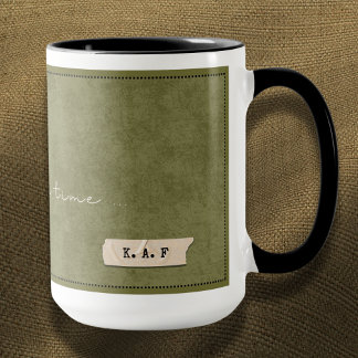 Custom Initial Moss Green Forest Storyteller Mug Mok