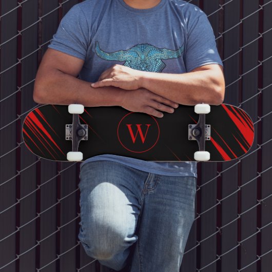 Custom Initial Skateboard with Red and Black Sport (Extérieur 3)