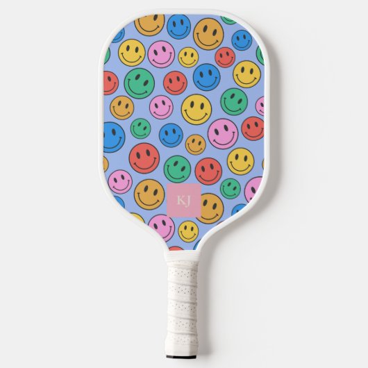 Custom Initial Smiley Face Pickleball Paddle (Achterkant)