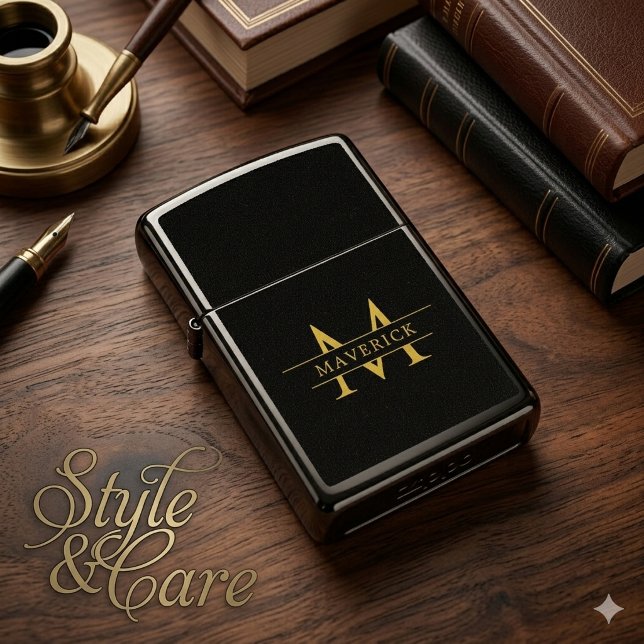 Custom Initials Engraved Stylish Zippo Lighter (Custom Initials Engraved Stylish Zippo Lighter)