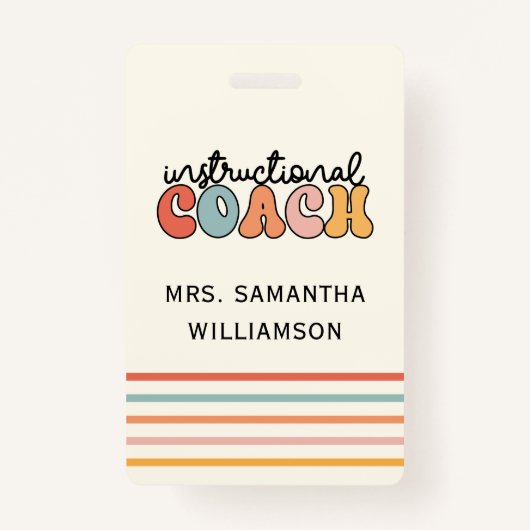 Custom Instructional Coach Educational Coach Retro Badge (Voorkant)