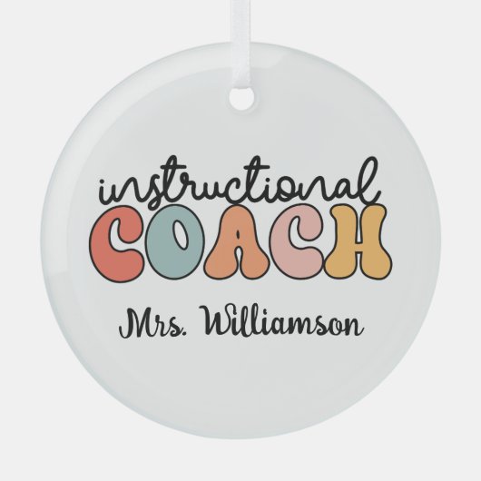 Custom Instructional Coach Educational Coach Retro Glas Ornament (Voorkant)