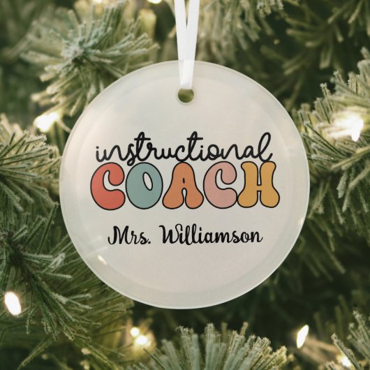 Custom Instructional Coach Educational Coach Retro Glas Ornament (Insitu)