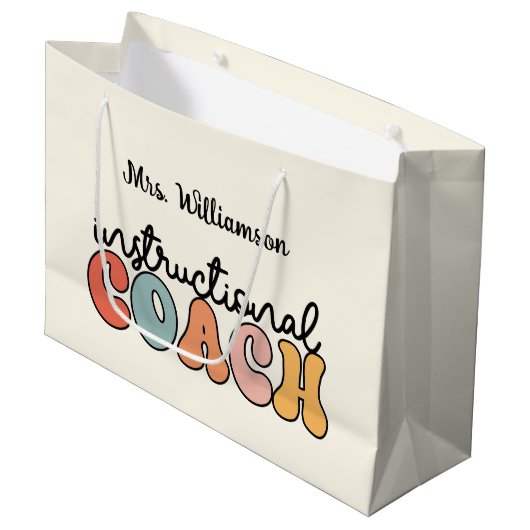 Custom Instructional Coach Educational Coach Retro Groot Cadeauzakje (Voorkant Gekanteld)