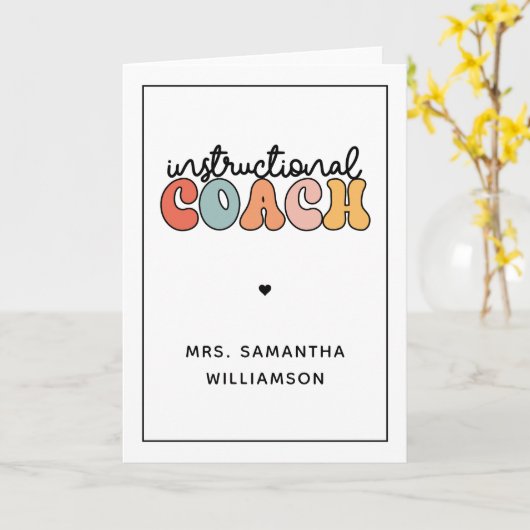 Custom Instructional Coach Educational Coach Retro Kaart (Gele Bloem)