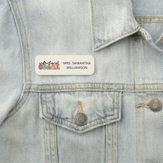 Custom Instructional Coach Educational Coach Retro Naamplaatje (In situ)