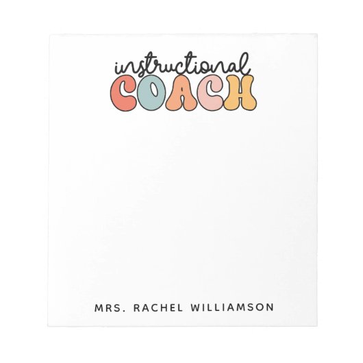 Custom Instructional Coach Educational Coach Retro Notitieblok (Voorkant)