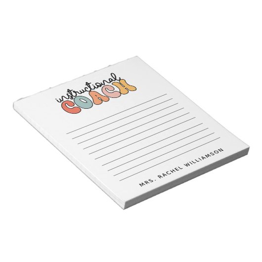 Custom Instructional Coach Educational Coach Retro Notitieblok (Schuin)