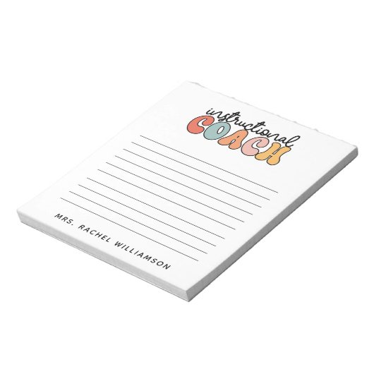 Custom Instructional Coach Educational Coach Retro Notitieblok (Gedraaid)