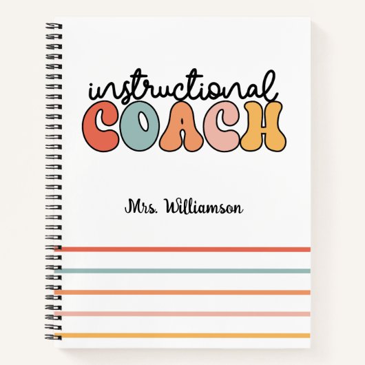 Custom Instructional Coach Educational Coach Retro Notitieboek (Voorkant)