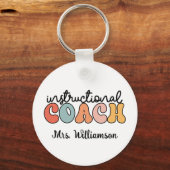 Custom Instructional Coach Educational Coach Retro Sleutelhanger (Achterkant)