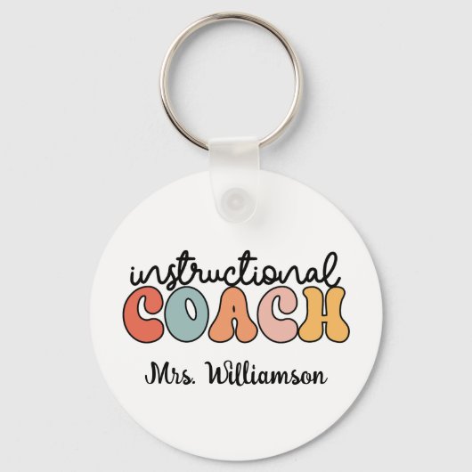 Custom Instructional Coach Educational Coach Retro Sleutelhanger (Achterkant)