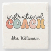 Custom Instructional Coach Educational Coach Retro Stenen Onderzetter (Voorkant)