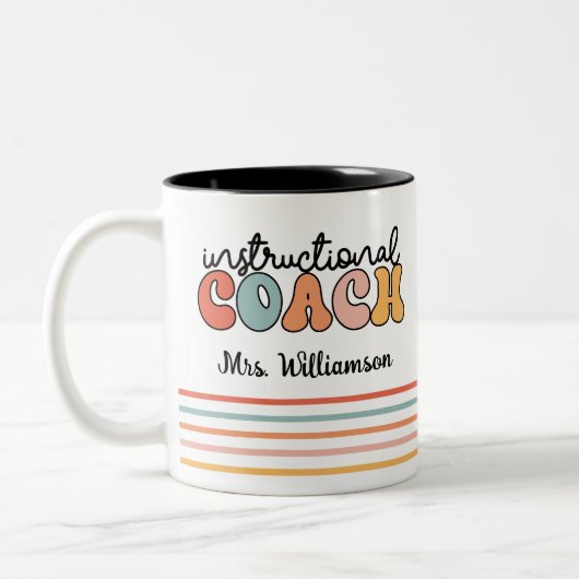 Custom Instructional Coach Educational Coach Retro Tweekleurige Koffiemok (Links)