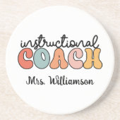 Custom Instructional Coach Educational Coach Retro Zandsteen Onderzetter (Voorkant)