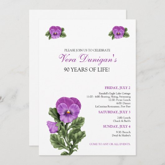 :custom: Invitation à la fête d'anniversaire de Pa (Devant / Derrière)