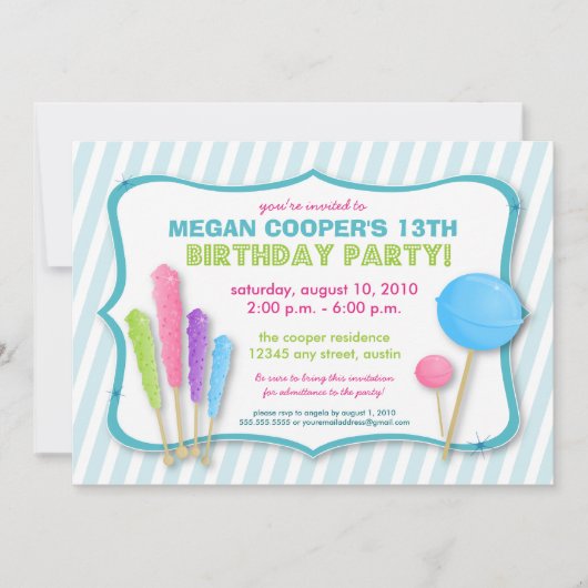 :custom: Invitation de fête d'anniversaire de Cand (Devant)