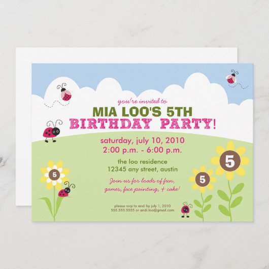 :custom: Invitation de la fête d'anniversaire de L (Devant / Derrière)