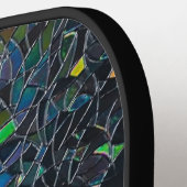 Custom Iridescent Abstract Stained Glass Pattern Pickleball Paddle (Links Detail)