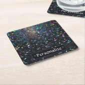 Custom Iridescent Abstract Stained Glass Pattern Vierkante Kartonnen Onderzetter (Schuin)