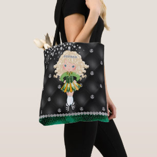 Custom Irish Dance Blond Girl Green, zwart Draagtas