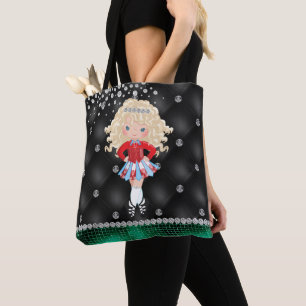 Custom Irish Dance Blond Girl Green, zwart Draagtas