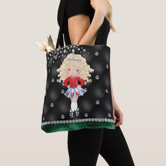 Custom Irish Dance Blond Girl Green, zwart Draagtas (Dichtbij)