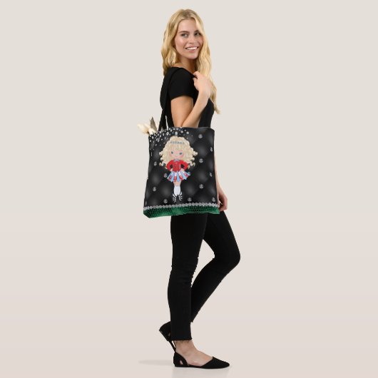 Custom Irish Dance Blond Girl Green, zwart Draagtas (Op model)