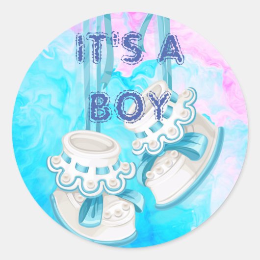Custom IT's A Boy Baby Gender onthullen Stickers B (Voorkant)
