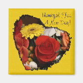 Custom Jagged Edge Mooi Floral Heart Bouquet Magneet (Voorkant)